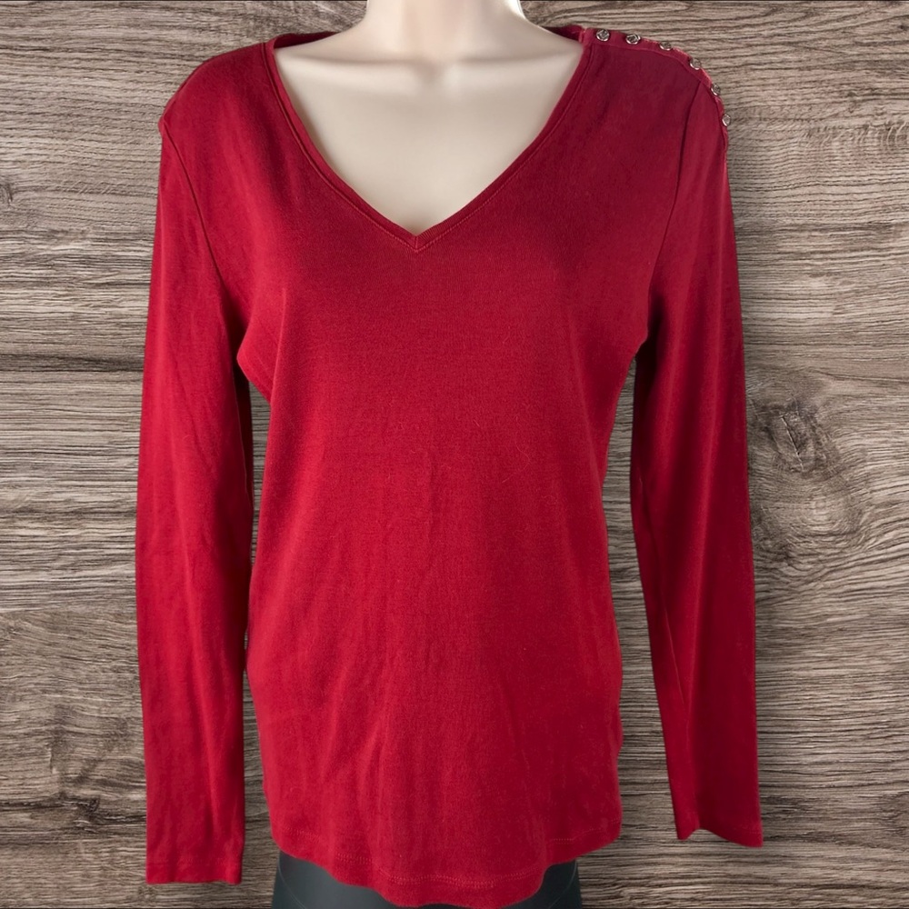 Lauren Ralph Lauren Womens Size S Capsule V-Neck Long Sleeve Metal Button (840)